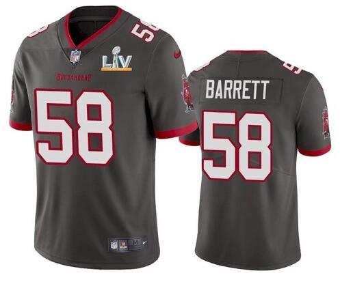 Super Bowl LV 2021 Men Nike Tampa Bay Buccaneers #58 Shaquil Barrett Gray Vapor Untouchable Limited Jersey->nfl hats->Sports Caps